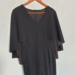 Black Jumpsuit Chic Cape Shawl Attached Womens M